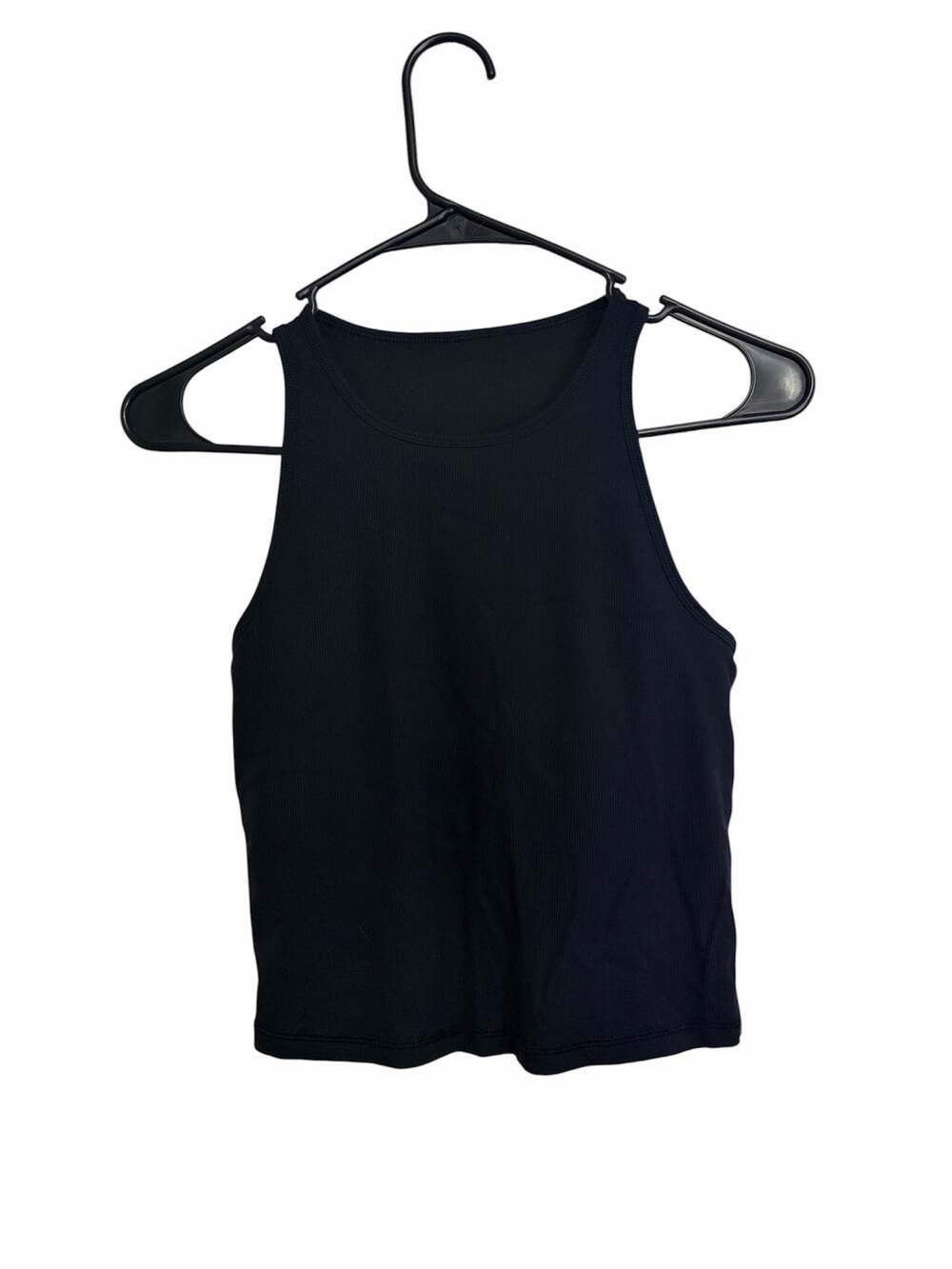 Vuori Charcoal Black Ribbed Halo Crop Top Tank